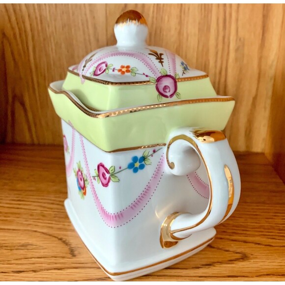 Royal Danube Teapot Floral Garland Gold Gilt Trimming - Picture 3 of 11